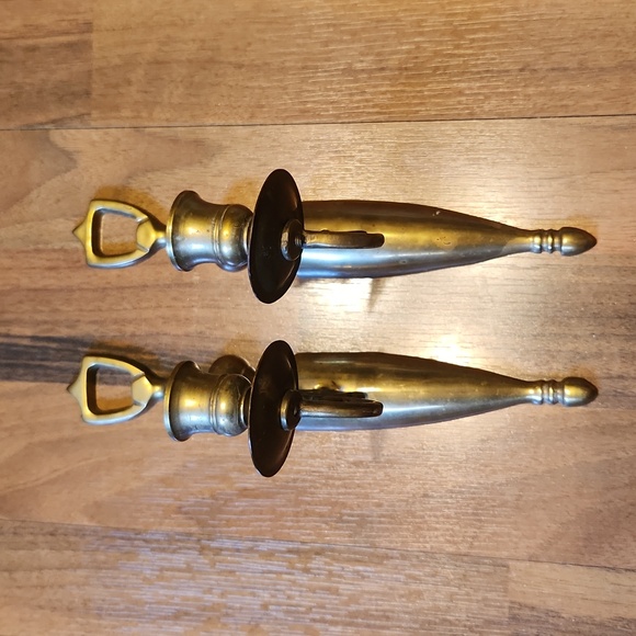 C.B.K. Vintage Brass Wall Sconces Candle Holders Hollywood Regency Matching Set - Picture 2 of 12